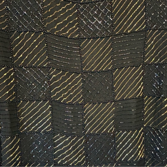 Vintage For You From Spiegel IX Black Gold Silk Check Embellished Beaded READ - Picture 3 of 12